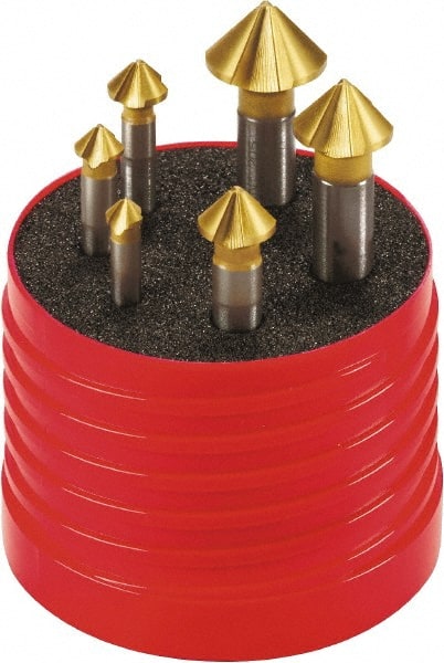 Walter-Titex - 6 Piece, 1/4 to 0.8071" Head Diam, 90° Included Angle, Single End Countersink Set - Industrial Tool & Supply