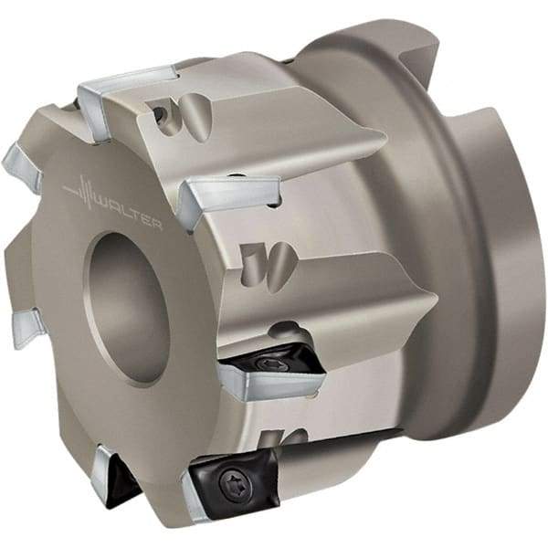 Walter - 5 Inserts, 2" Cut Diam, 3/4" Arbor Diam, 0.394" Max Depth of Cut, Indexable Square-Shoulder Face Mill - 1.575" High, AD.. 10T3.. Insert Compatibility, Through Coolant, Series Xtra-tec - Industrial Tool & Supply