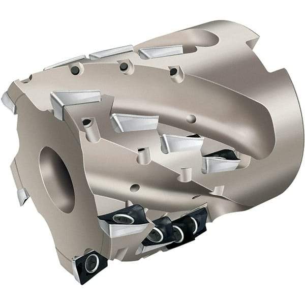 Walter - 9 Inserts, 40mm Cut Diam, 16mm Arbor Diam, 33mm Max Depth of Cut, Indexable Square-Shoulder Face Mill - 55mm High, AD.. 1204.. Insert Compatibility, Through Coolant, Series Xtra-tec - Industrial Tool & Supply