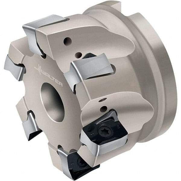 Walter - 4 Inserts, 63mm Cut Diam, 22mm Arbor Diam, 13mm Max Depth of Cut, Indexable Square-Shoulder Face Mill - LN.. 1307.. Insert Compatibility, Through Coolant, Series Xtra-tec - Industrial Tool & Supply