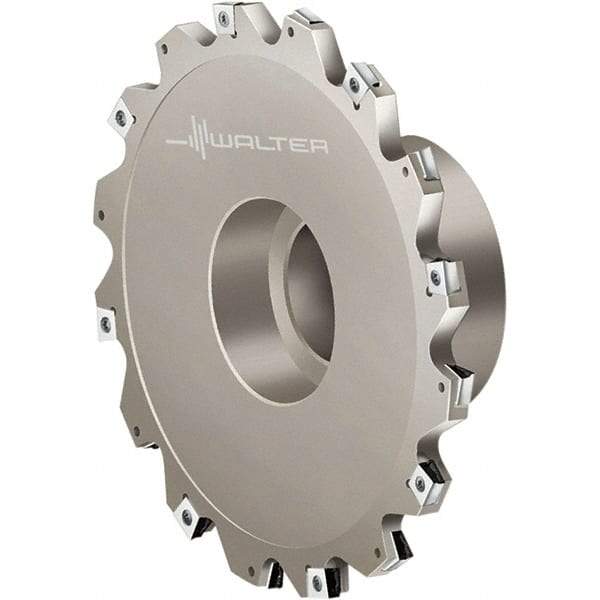 Walter - Shell Mount Connection, 0.2362" Cutting Width, 63/64" Depth of Cut, 100mm Cutter Diam, 1-1/16" Hole Diam, 5 Tooth Indexable Slotting Cutter - F4153.BN Toolholder, LN.U 080304 Insert, Right Hand Cutting Direction - Industrial Tool & Supply