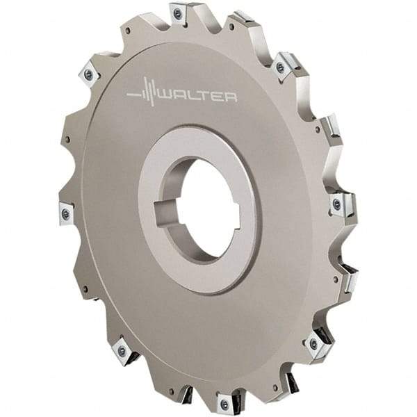 Walter - Arbor Hole Connection, 1.1417" Cutting Width, 0.4724" Depth of Cut, 125mm Cutter Diam, 1.5748" Hole Diam, 6 Tooth Indexable Slotting Cutter - F4153.B Toolholder, LN.U 080404 Insert, Right Hand Cutting Direction - Industrial Tool & Supply