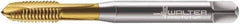 Walter-Prototyp - M3x0.50 Metric, 3 Flute, TiN Finish, Powdered Metal Spiral Point Tap - Plug Chamfer, Right Hand Thread, 56mm OAL, 9mm Thread Length, 3.5mm Shank Diam, 6H Class of Fit, Series 7021365 - Exact Industrial Supply