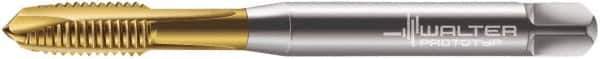 Walter-Prototyp - M5x0.80 Metric, 3 Flute, TiN Finish, Powdered Metal Spiral Point Tap - Plug Chamfer, Right Hand Thread, 70mm OAL, 13mm Thread Length, 6mm Shank Diam, 6H Class of Fit, Series 7021365 - Exact Industrial Supply