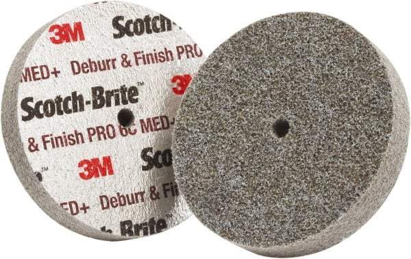 3M - 3" Diam, 1/8" Face Width, 1/4" Center Hole, Medium Grade, Ceramic Deburring Wheel - Unitized, Hard Density 6 Grade - Industrial Tool & Supply