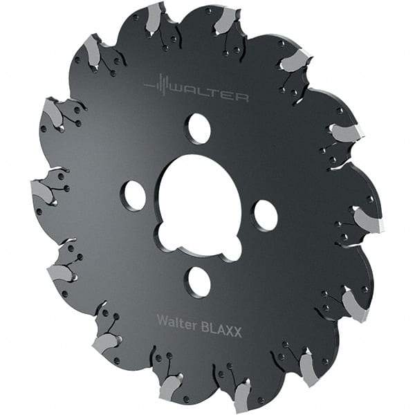 Walter - Arbor Hole Connection, 0.1181" Cutting Width, 0.7874" Depth of Cut, 80mm Cutter Diam, 0.6299" Hole Diam, 6 Tooth Indexable Slotting Cutter - F5055.B Toolholder, SX-3E Insert, Right Hand Cutting Direction - Industrial Tool & Supply
