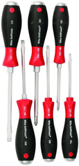 6 Piece - SoftFinish® Cushion Grip Extra Heavy Duty Screwdriver w/ Hex Bolster & Metal Striking Cap Set - #53096 - Includes: Slotted 3.5 - 6.5mm Phillips #1 - 2 - Industrial Tool & Supply