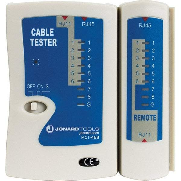 Jonard Tools - Modular Cable Tester - LED Screen, RJ11, RJ12 & RJ45 Connectors - Industrial Tool & Supply