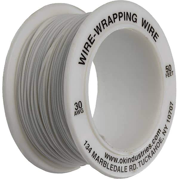 OK Industries - 30 AWG, 1 Strand, 15.2 m OAL, Copper Hook Up Wire - White Kynar Jacket - Industrial Tool & Supply