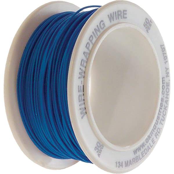 OK Industries - 30 AWG, 1 Strand, 15.2 m OAL, Copper Hook Up Wire - Blue Kynar Jacket - Industrial Tool & Supply