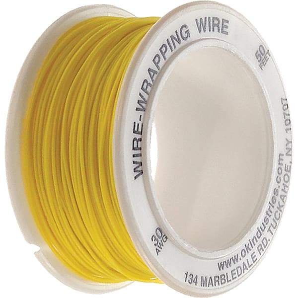 OK Industries - 30 AWG, 1 Strand, 15.2 m OAL, Copper Hook Up Wire - Yellow Kynar Jacket - Industrial Tool & Supply