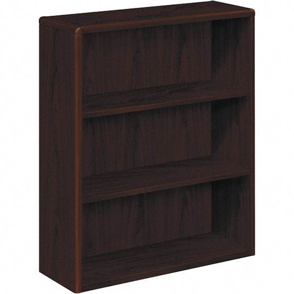 Hon - 3 Shelf, 43.38" High x 36" Wide Bookcase - 13-1/8" Deep, High-Pressure Laminate, Mahogany - Industrial Tool & Supply