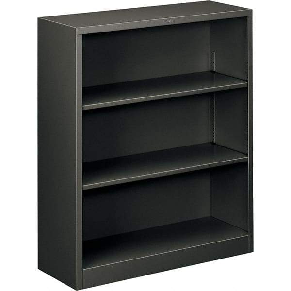 Hon - 3 Shelf, 41" High x 34-1/2" Wide Bookcase - 12-5/8" Deep, Steel, Charcoal - Industrial Tool & Supply
