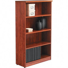 ALERA - 4 Shelf, 55" High x 31-3/4" Wide Bookcase - 14" Deep, Woodgrain Laminate, Medium Cherry - Industrial Tool & Supply