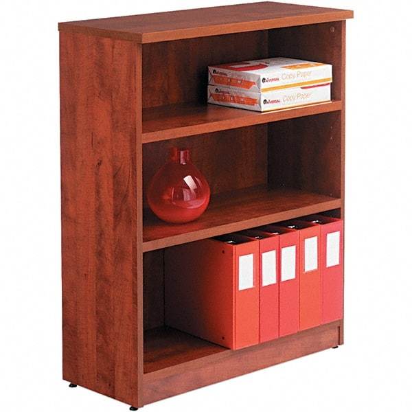 ALERA - 3 Shelf, 39.38" High x 31-3/4" Wide Bookcase - 14" Deep, Woodgrain Laminate, Medium Cherry - Industrial Tool & Supply