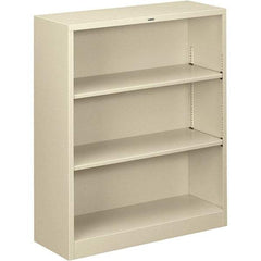Hon - 3 Shelf, 41" High x 34-1/2" Wide Bookcase - 12-5/8" Deep, Steel, Putty - Industrial Tool & Supply