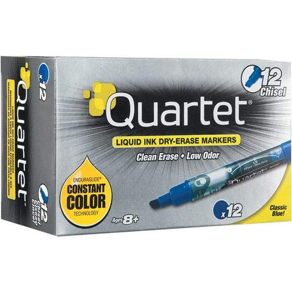 Quartet - Blue, Chisel Tip, Dozen EnduraGlide Dry Erase Markers - For Use with Dry Erase Marker Boards - Industrial Tool & Supply