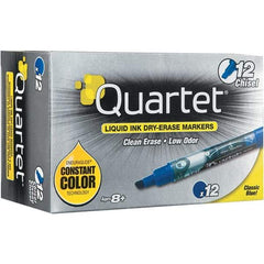 Quartet - Blue, Chisel Tip, Dozen EnduraGlide Dry Erase Markers - For Use with Dry Erase Marker Boards - Industrial Tool & Supply