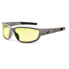 Kvasir Yellow Lens Matte Gray Safety Glasses - Industrial Tool & Supply
