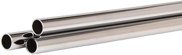 ECONOCO - 72" Max Width Round Tubing Closet Rod - 1.062" Diam, Chrome Finish - Industrial Tool & Supply