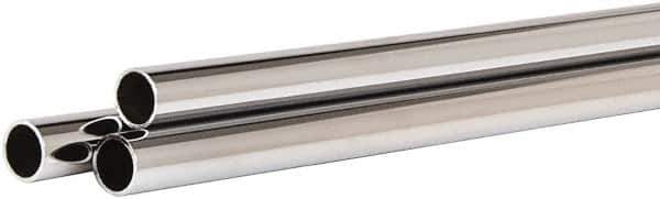 ECONOCO - 96" Max Width Round Tubing Closet Rod - 1.062" Diam, Chrome Finish - Industrial Tool & Supply