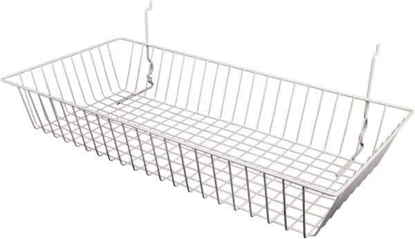 ECONOCO - 12" Deep, Rectangular Steel Peg Board/Slatwall Basket - 24" Wide x 4" High - Industrial Tool & Supply