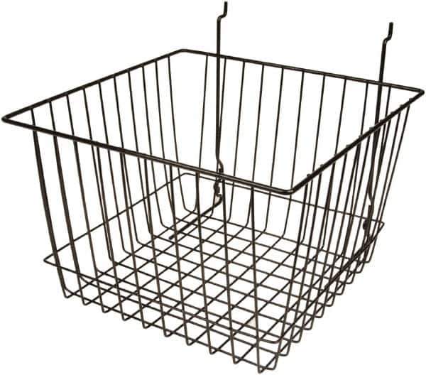 ECONOCO - 12" Deep, Square Steel Peg Board/Slatwall Basket - 12" Wide x 8" High - Industrial Tool & Supply