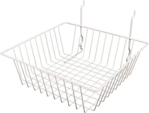 ECONOCO - 12" Deep, Square Steel Peg Board/Slatwall Basket - 12" Wide x 4" High - Industrial Tool & Supply