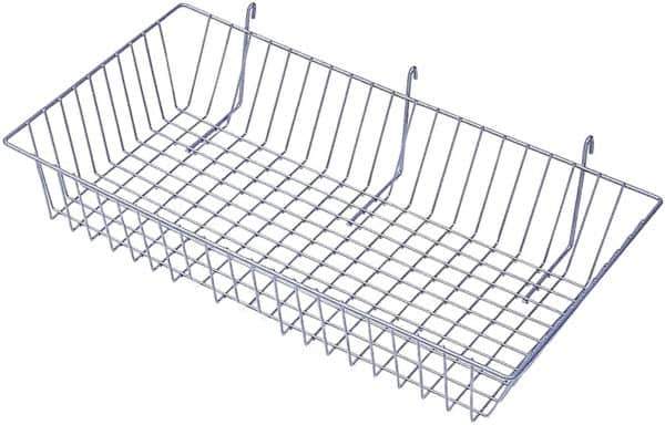 ECONOCO - 12" Deep, Rectangular Steel Peg Board/Slatwall Basket - 24" Wide x 4" High - Industrial Tool & Supply