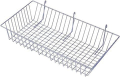 ECONOCO - 12" Deep, Rectangular Steel Peg Board/Slatwall Basket - 24" Wide x 4" High - Industrial Tool & Supply
