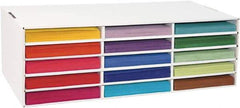 Pacon - 15 Compartments, 29-1/4" Wide x 9-1/2" High x 12-3/4" Deep, Storage Box - Corrugated Cardboard, White - Industrial Tool & Supply