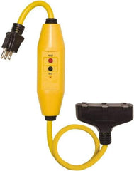 Tower - 3 Outlet, 125 Volt, 15 Amp Rating, 4 to 6mA Max Surge, Plug In, Automatic, Commercial, Industrial GFCI - 2 Ft. Long Cord, 5-15P and (3)R NEMA Configuration, Polycarbonate Housing - Industrial Tool & Supply