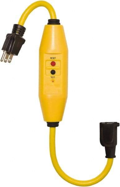 Tower - 1 Outlet, 125 Volt, 15 Amp Rating, 4 to 6mA Max Surge, Plug In, Automatic, Commercial, Industrial GFCI - 1-1/2 Ft. Long Cord, 5-15P and R NEMA Configuration, Polycarbonate Housing - Industrial Tool & Supply