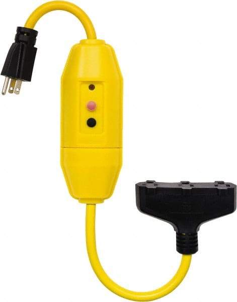 Tower - 3 Outlet, 125 Volt, 15 Amp Rating, 4 to 6mA Max Surge, Plug In, Manual, Commercial, Industrial GFCI - 2 Ft. Long Cord, 5-15P and (3)R NEMA Configuration, Polycarbonate Housing - Industrial Tool & Supply