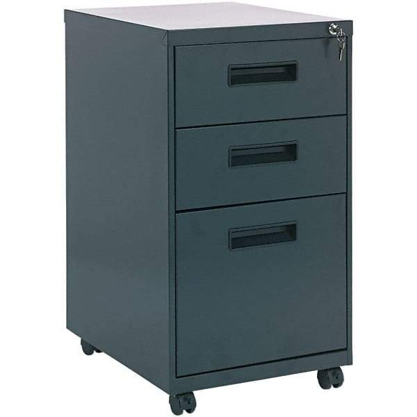 ALERA - 14" Wide x 27-3/4" High x 19-1/8" Deep, 3 Drawer Pedestal - Steel, Charcoal - Industrial Tool & Supply