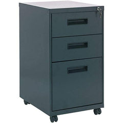ALERA - 14" Wide x 27-3/4" High x 19-1/8" Deep, 3 Drawer Pedestal - Steel, Charcoal - Industrial Tool & Supply
