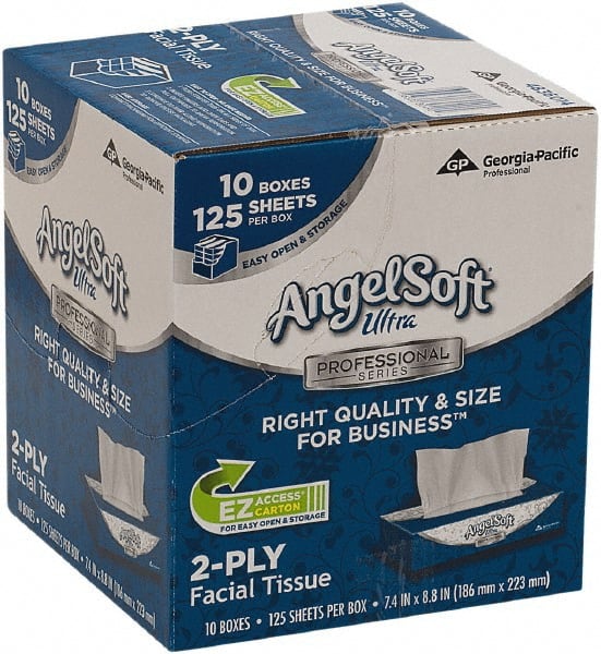 Georgia Pacific - Case of (10) 125-Sheet Flat Boxes of White Facial Tissues - Industrial Tool & Supply