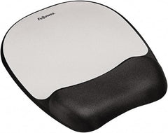 FELLOWES - 7-15/16" x 9-1/4" Black & Silver Mouse Pad/Wrist Rest - Use with Computer, Laptop - Industrial Tool & Supply