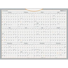 AT-A-GLANCE - 1 Sheet, 24 x 18", Erasable Wall Calendar - Gray, White & Orange - Industrial Tool & Supply