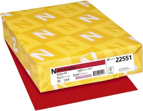 Neenah Paper - 8-1/2" x 11" Red Colored Copy Paper - Use with Laser Printers, Inkjet Printers, Copiers - Industrial Tool & Supply