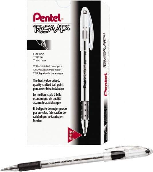Pentel - Conical Ball Point Pen - Black - Industrial Tool & Supply