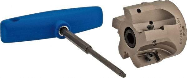 Iscar - 5 Inserts, 2" Cut Diam, 3/4" Arbor Diam, 0.708" Max Depth of Cut, Indexable Square-Shoulder Face Mill - 0° Lead Angle, 1.57" High, P290 AC.T 1806.. Insert Compatibility, Through Coolant, Series MillShred - Industrial Tool & Supply