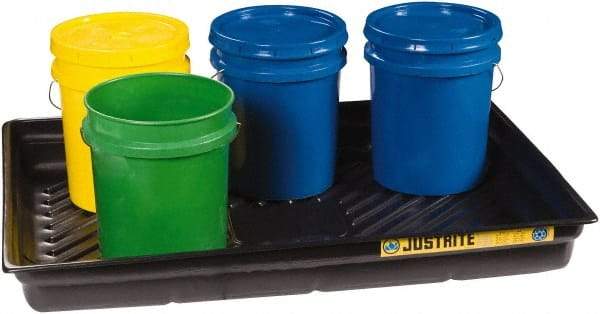 Justrite - 29 Gallon Capacity, 33 Inch Long x 47 Inch Wide, Polyurethane Spill Tray - 33 Inch Diameter, 5-1/2 Inch High, Black - Industrial Tool & Supply