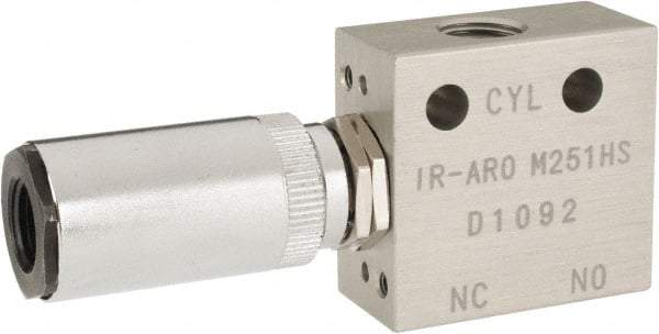 ARO/Ingersoll-Rand - 1/8" Inlet x 1/8" Outlet, Pilot Actuator, Spring Return, 2 Position, Body Ported Solenoid Air Valve - 0.25 CV, 3 Way, 140 psi, 122° Max Temp, 15° Min Temp - Industrial Tool & Supply