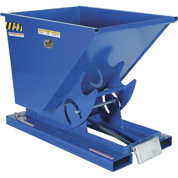 Vestil - 4,000 Lb Load Capacity, 1/2 Cu Yd, Steel Self-Dumping Hopper - 33-9/16" Wide x 51-7/8" Long x 38-1/16" High, Blue - Industrial Tool & Supply