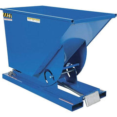 Vestil - 4,000 Lb Load Capacity, 3/4 Cu Yd, Steel Self-Dumping Hopper - 31-9/16" Wide x 61-1/8" Long x 42-3/4" High, Blue - Industrial Tool & Supply