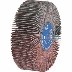 PFERD - 1" Diam x 5/8" Face Width, Aluminum Oxide Coated Mounted Flap Wheel - 1/4-20 Threaded Mount, 60 Grit, 25,000 Max RPM - Industrial Tool & Supply