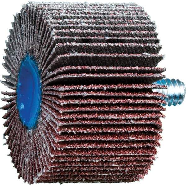 PFERD - 1-1/2" Diam x 1" Face Width, Aluminum Oxide Coated Mounted Flap Wheel - 1/4-20 Threaded Mount, 60 Grit, 23,000 Max RPM - Industrial Tool & Supply