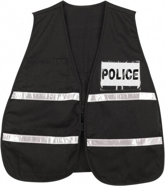 MCR Safety - One Size Fits Most High Visibility Black Mesh Incident Command Vest - 21" Chest, Hook & Loop Closure, Polyester Blend - Industrial Tool & Supply