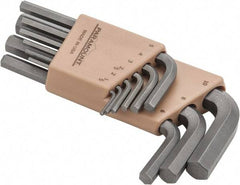 Paramount - 9 Piece L-Key Short Arm Hex Key Set - Hex Range 1.5 to 10mm, Steel - Industrial Tool & Supply